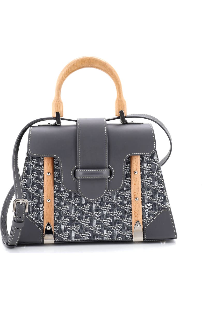 Pre-Owned Goyard Saigon Top Handle Bag Coated Canvas with Leather PM, Main, color, Gray