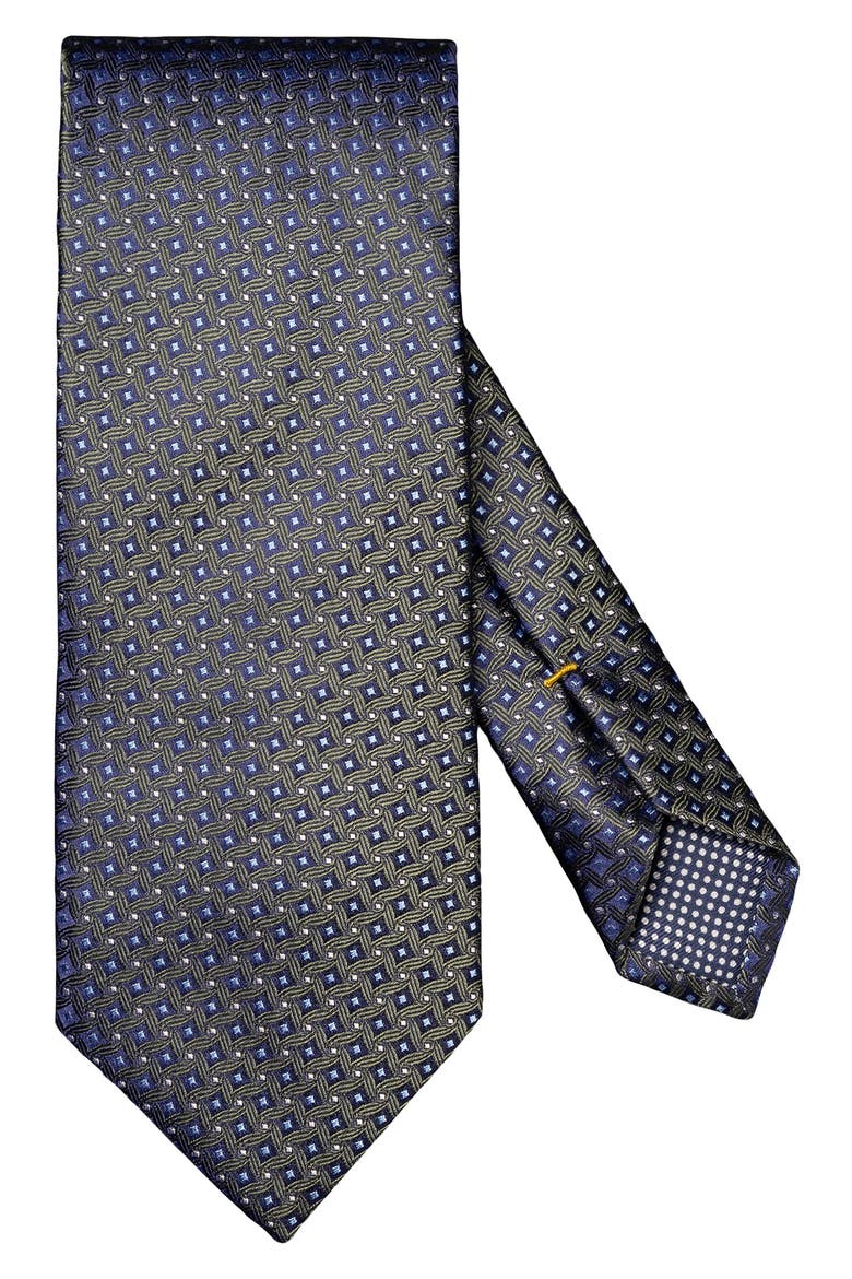 Medallion Silk Jacquard Tie, Main, color, DARK GREEN