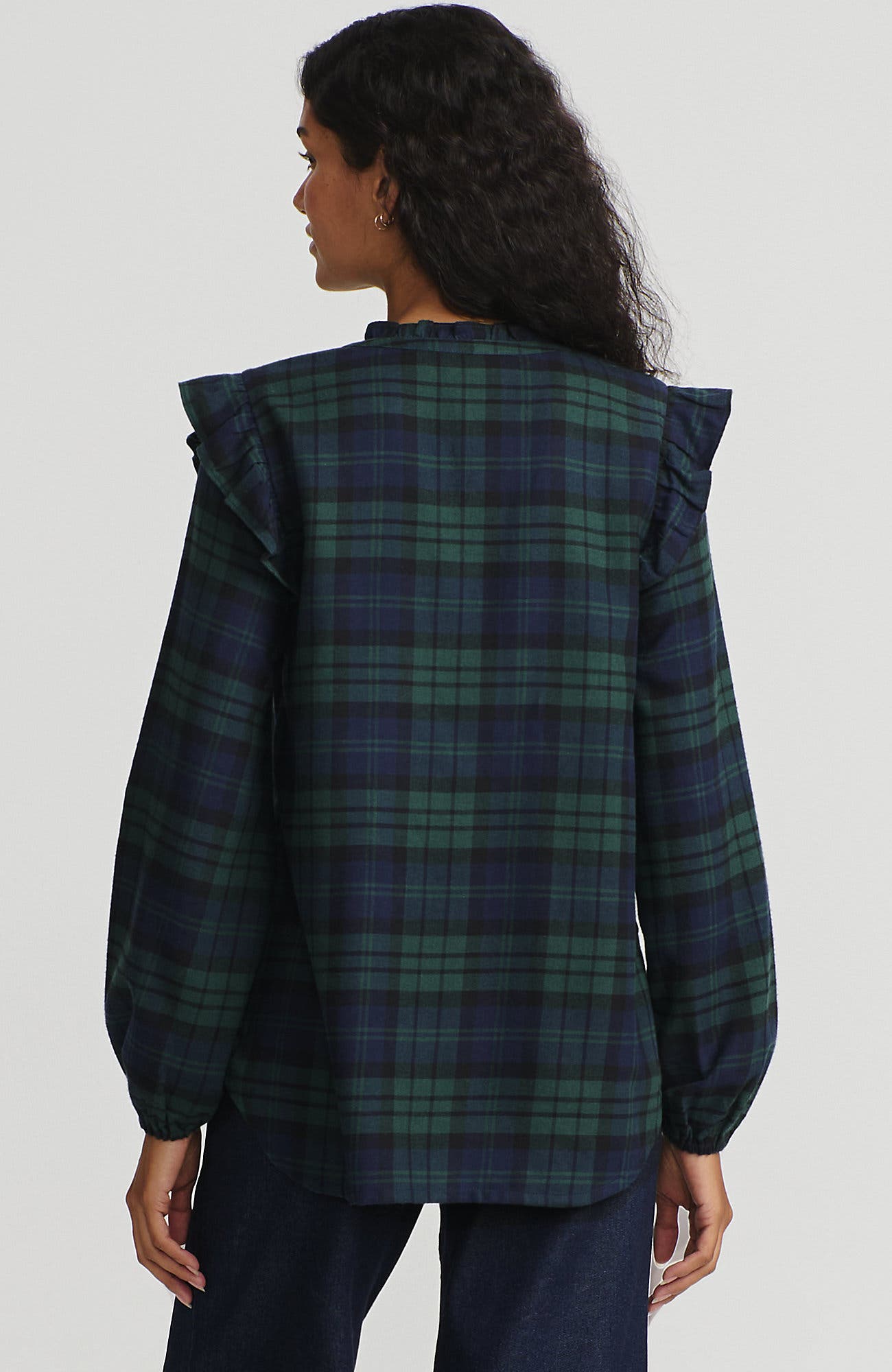 Ruffle Front Flannel Popover Blouse - image 2