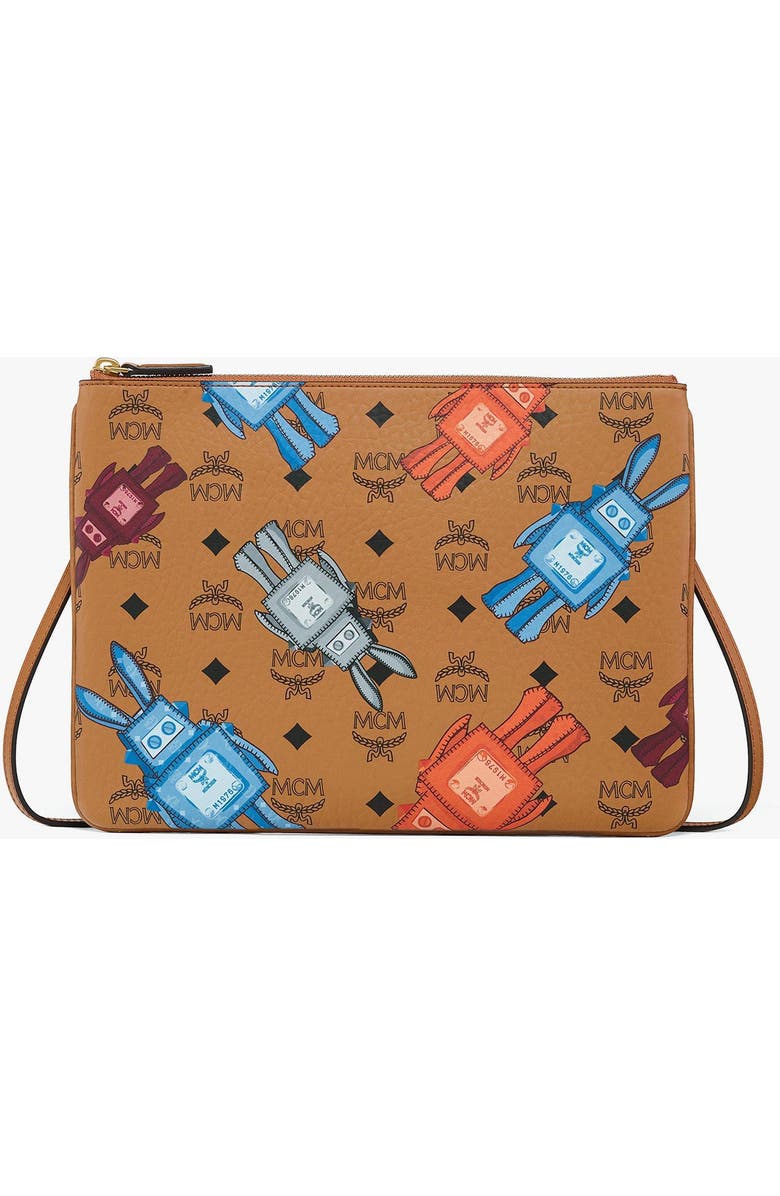 MCM Aren Crossbody Pouch in Rabot Visetos, Main, color, Cognac