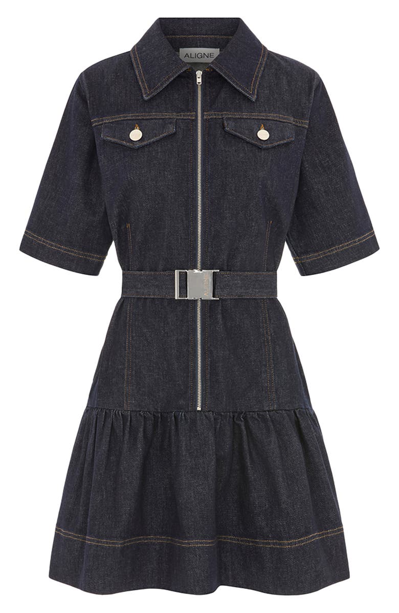 ALIGNE Amanda Belted Denim Dress, Alternate, color, Indigo