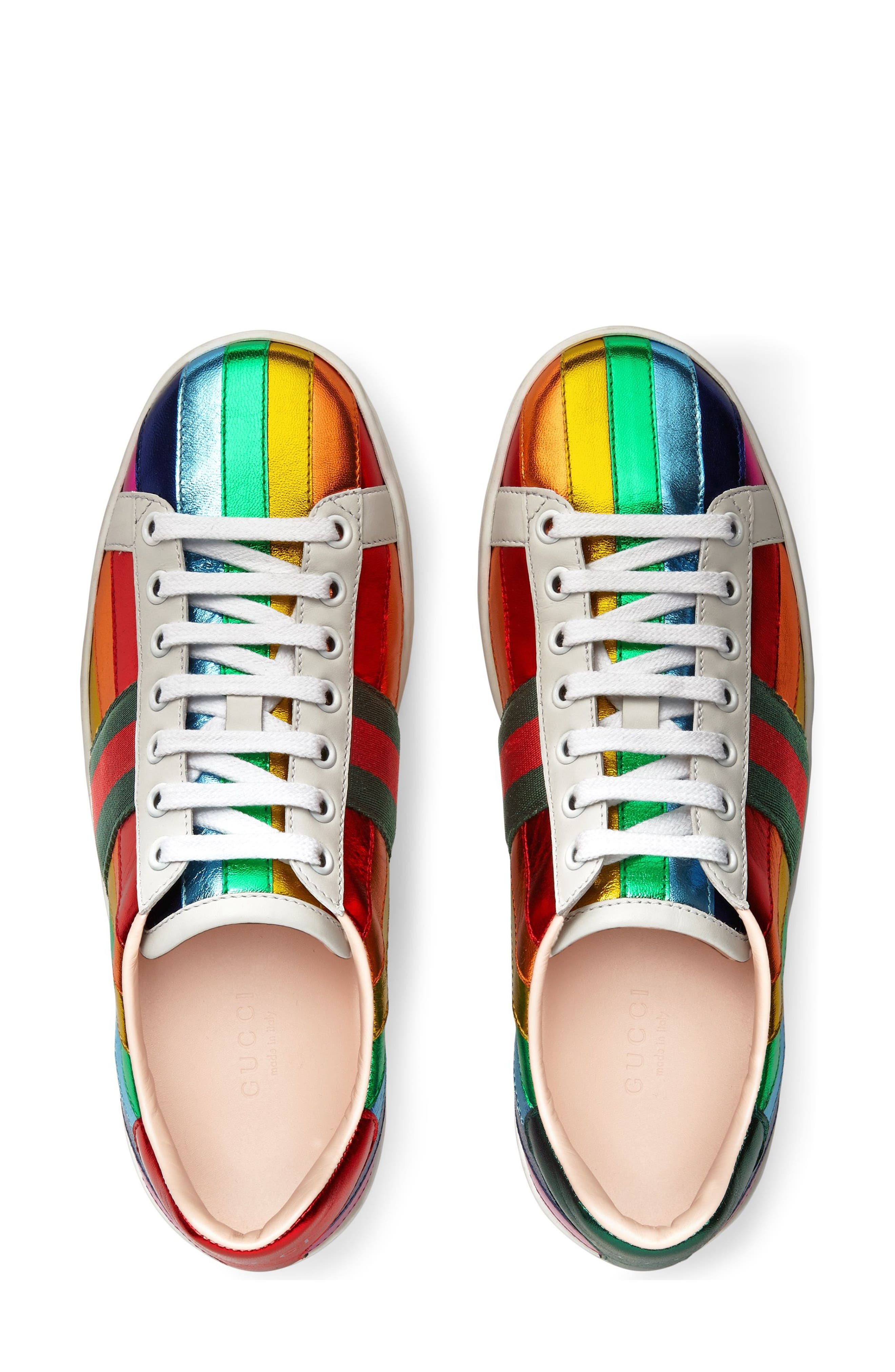 Gucci New Ace Rainbow Sneaker, Alternate, color, 