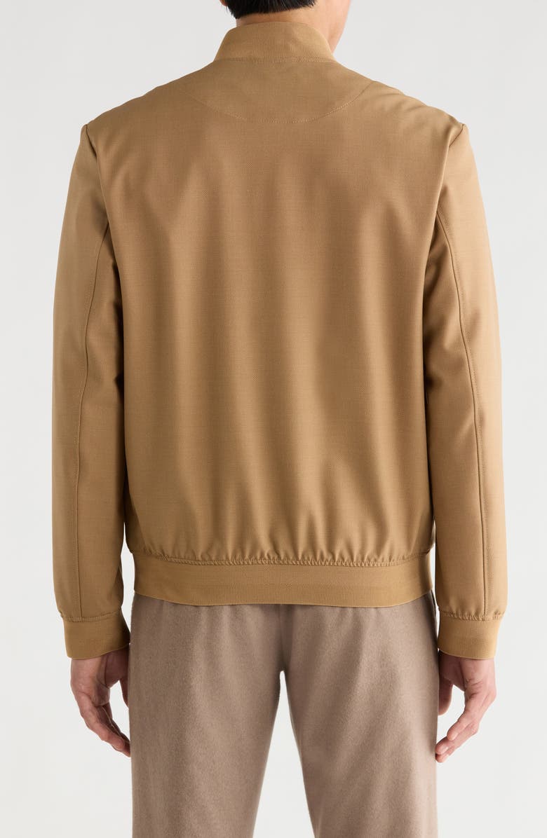 BOSS Hanry Textured Wool Blend Bomber Jacket, Alternate, color, Open Beige