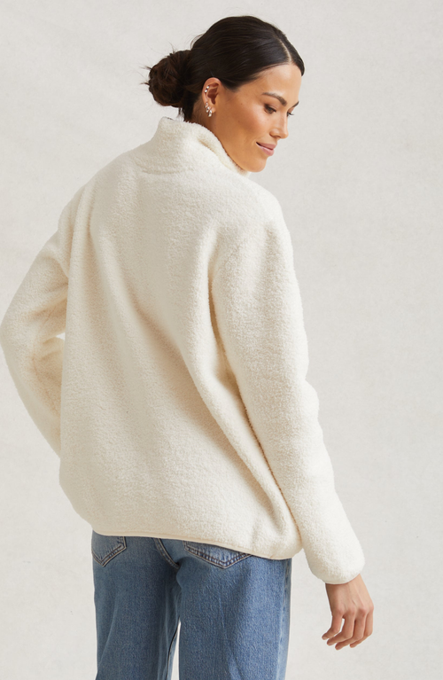 Kashwere Apparel Unisex 1/2 Zip Pullover Sweater In Creme