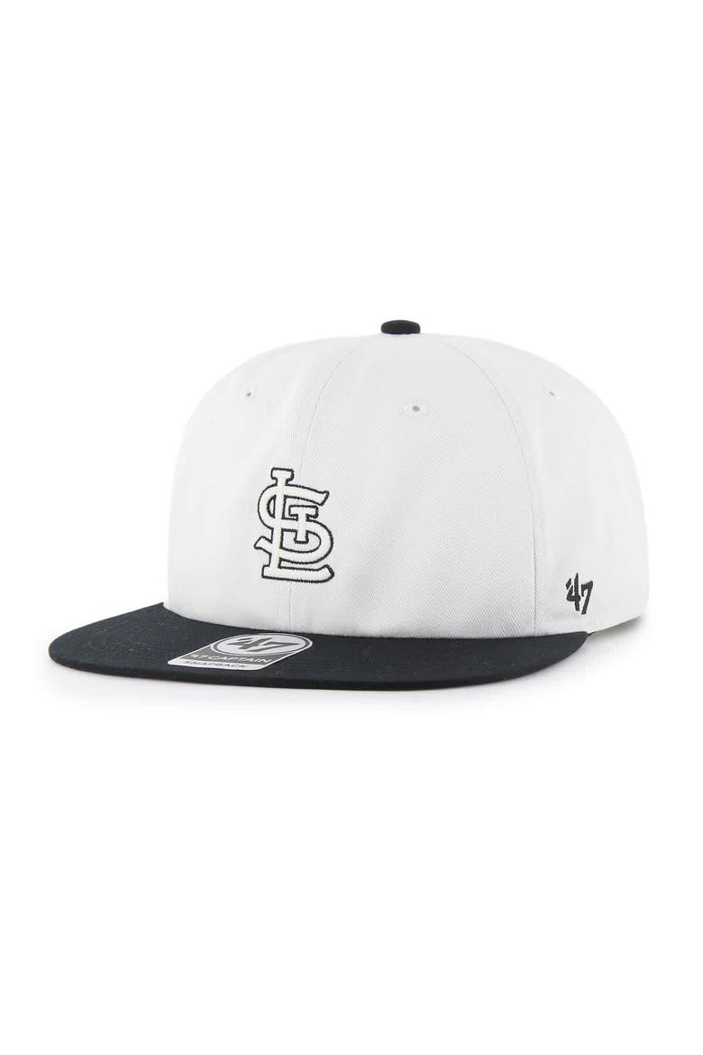 Men's '47 White/Black St. Louis Cardinals Foundation Captain Snapback Hat, Alternate, color, White