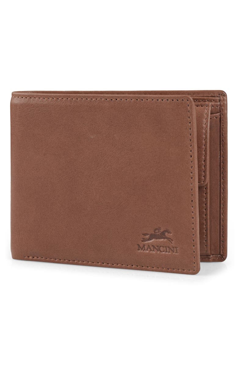 Mancini RFID Leather Billfold Wallet, Alternate, color, Brown