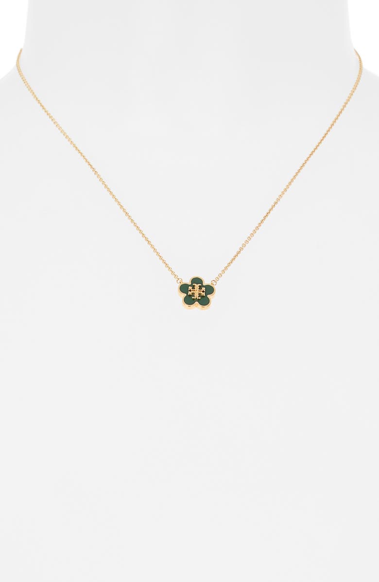 Tory Burch Forget Me Not Enamel Pendant Necklace, Alternate, color, 