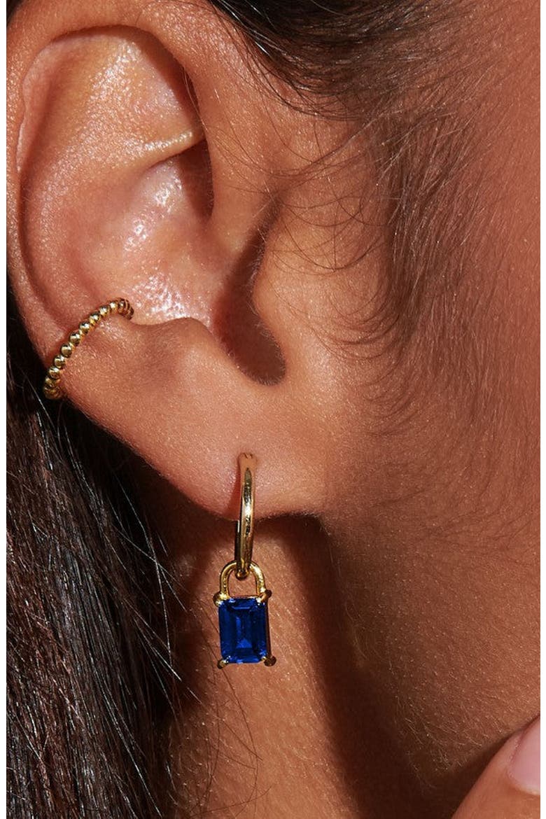 Iris Birthstone Hoops, Alternate, color, Sapphire