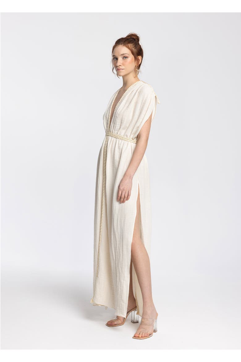 Helen 100% Cotton Muslin Gauze Maxi Dress, Main, color, Cream