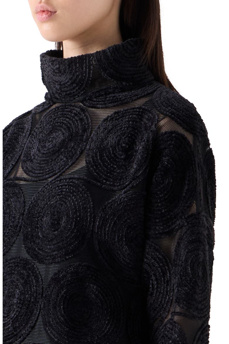 Chenille Dot Mesh Top, Alternate, color, BLACK