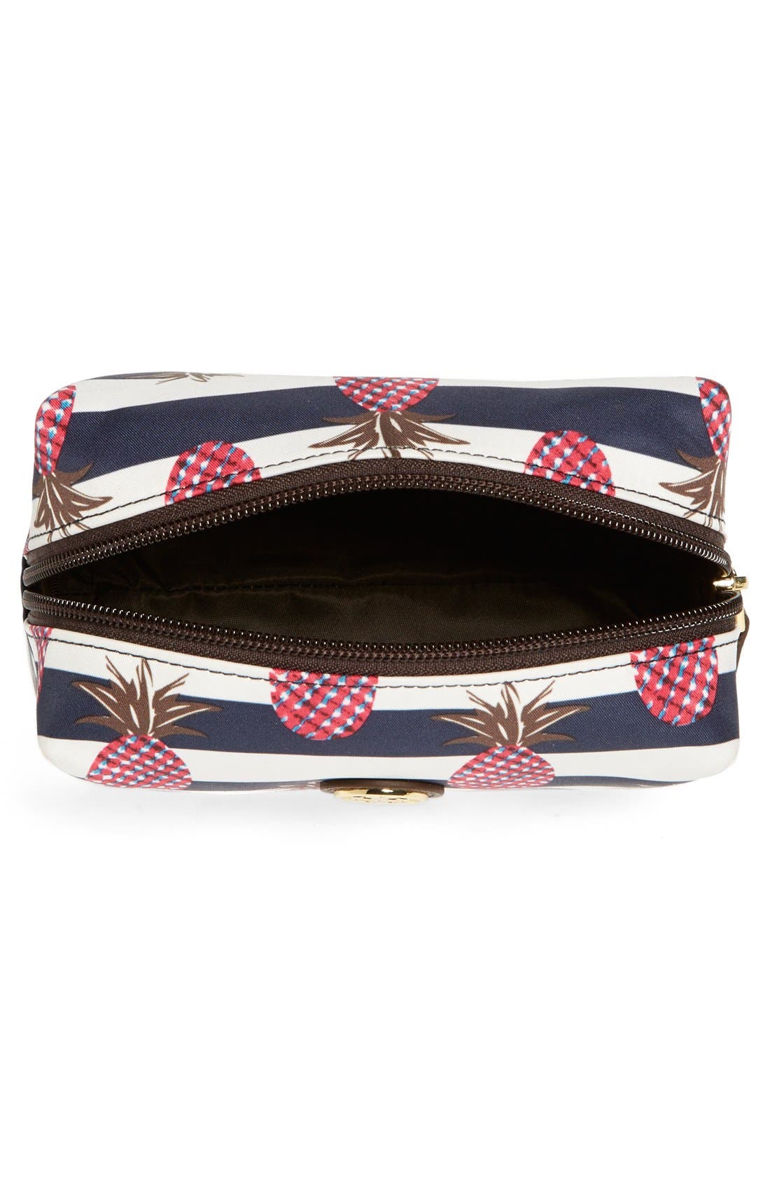 'Brigitte' Nylon Cosmetics Case, Alternate, color, PINEAPPLE STRIPE