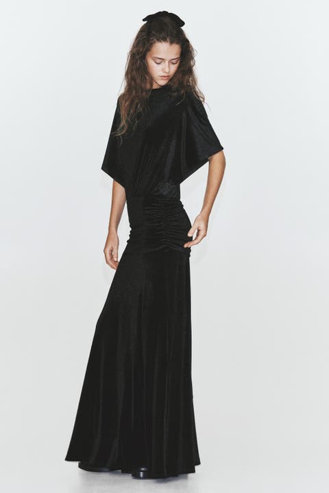 Gathered Velvet Dress