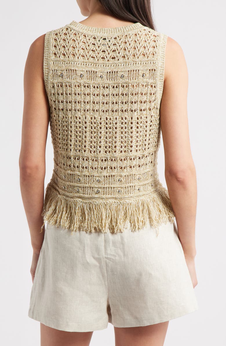 Milly Beaded Fringe Sweater Tank, Alternate, color, Beige Multi