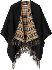 Burberry Reversible Open Front Wool Cape