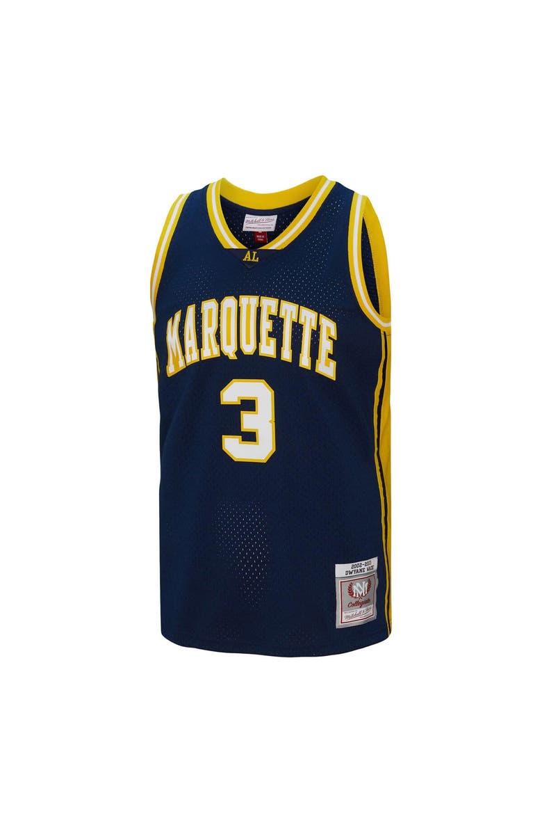 Mitchell & Ness Men's Mitchell & Ness Dwyane Wade Navy Marquette Golden Eagles 2002/03 Player Swingman Jersey, Alternate, color, 