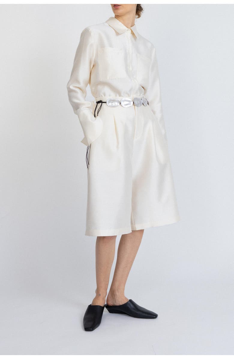 Alas Oversized Silk-Wool Bermuda shorts, Alternate, color, Cream White