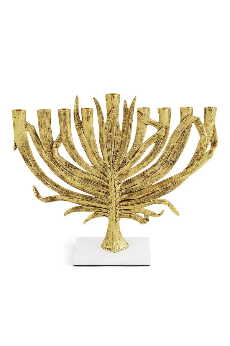 Palm Medium Menorah, Alternate, color, GOLD