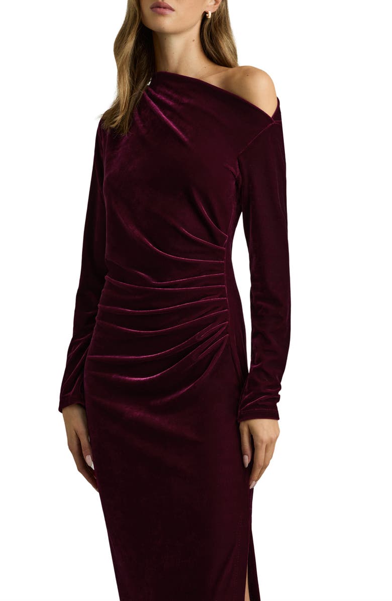 Reiss Brooke One-Shoulder Long Sleeve Velvet Midi Dress, Alternate, color, 