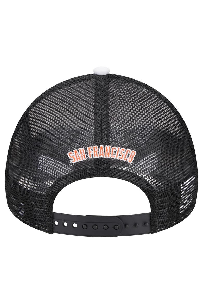 Men's New Era White/Black San Francisco Giants Spring Training Circle Foam A-Frame 9FORTY Trucker Adjustable Hat, Alternate, color, Black
