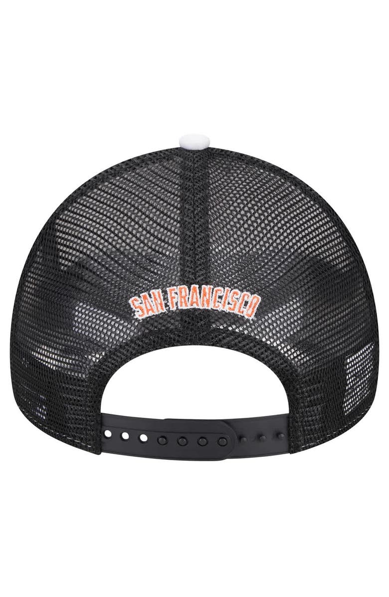 New Era Men's New Era White/Black San Francisco Giants Spring Training Circle Foam A-Frame 9FORTY Trucker Adjustable Hat, Alternate, color, Black