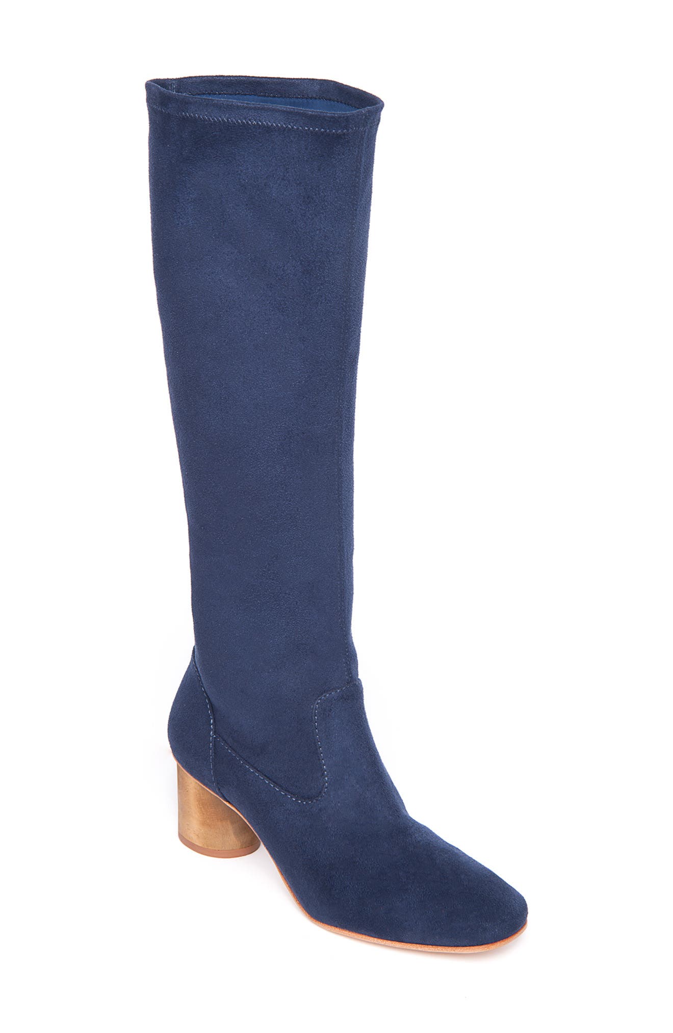 Bernardo Knee High Boot, Main, color, NAVY FABRIC