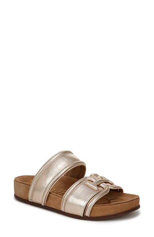 Sam Edelman Rowan Slide Footbed Sandal Gold Leaf Leather In Gold Leaf