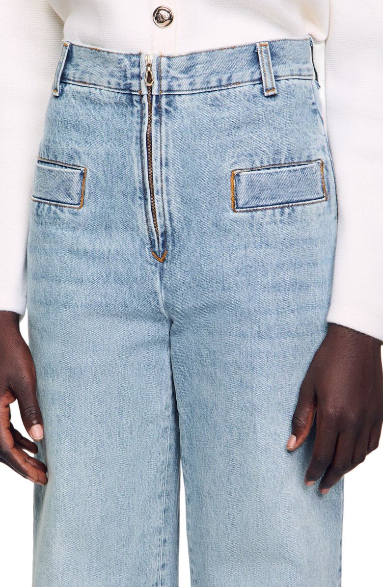 SANDRO Wide-leg jeans, Alternate, color, Blue Jean