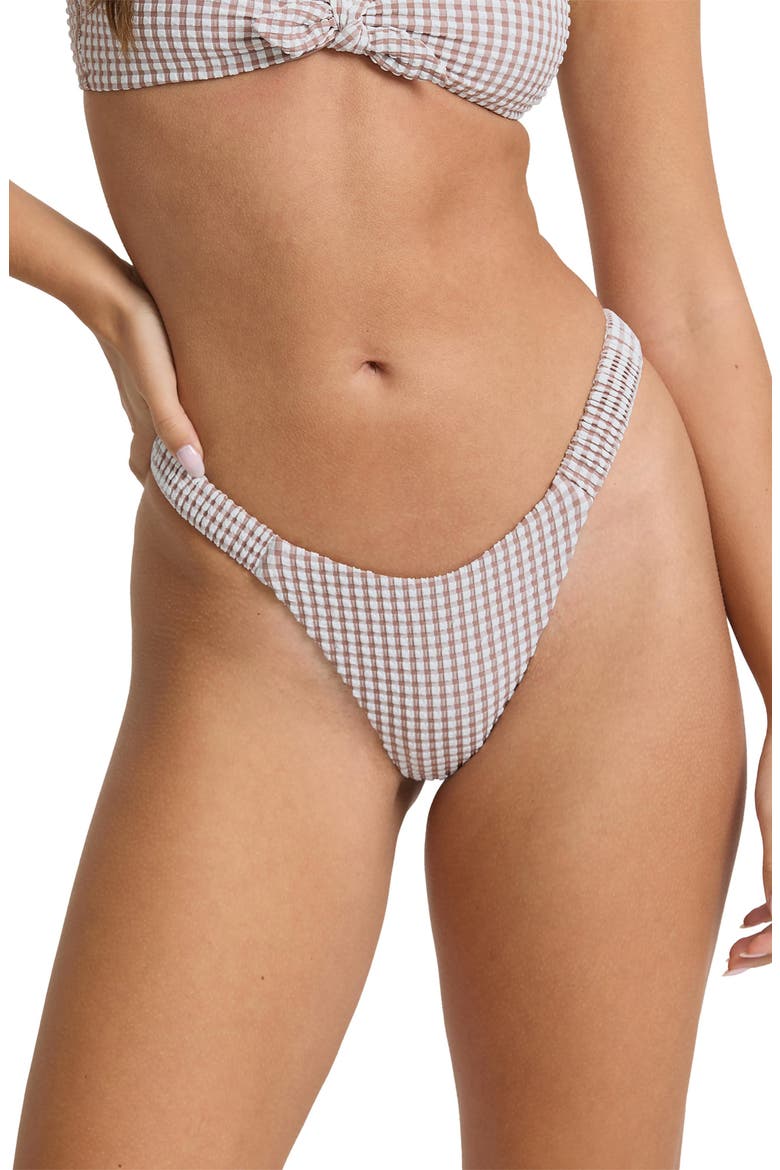 Mini Wave Check Sunni Scrunched Bikini Bottoms, Main, color, ACORN
