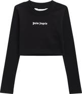 Palm Angels Kids' Logo Rib Long Sleeve Baby Tee