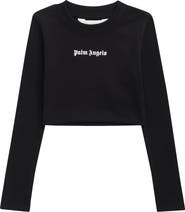 Palm Angels Kids' Logo Rib Long Sleeve Baby Tee
