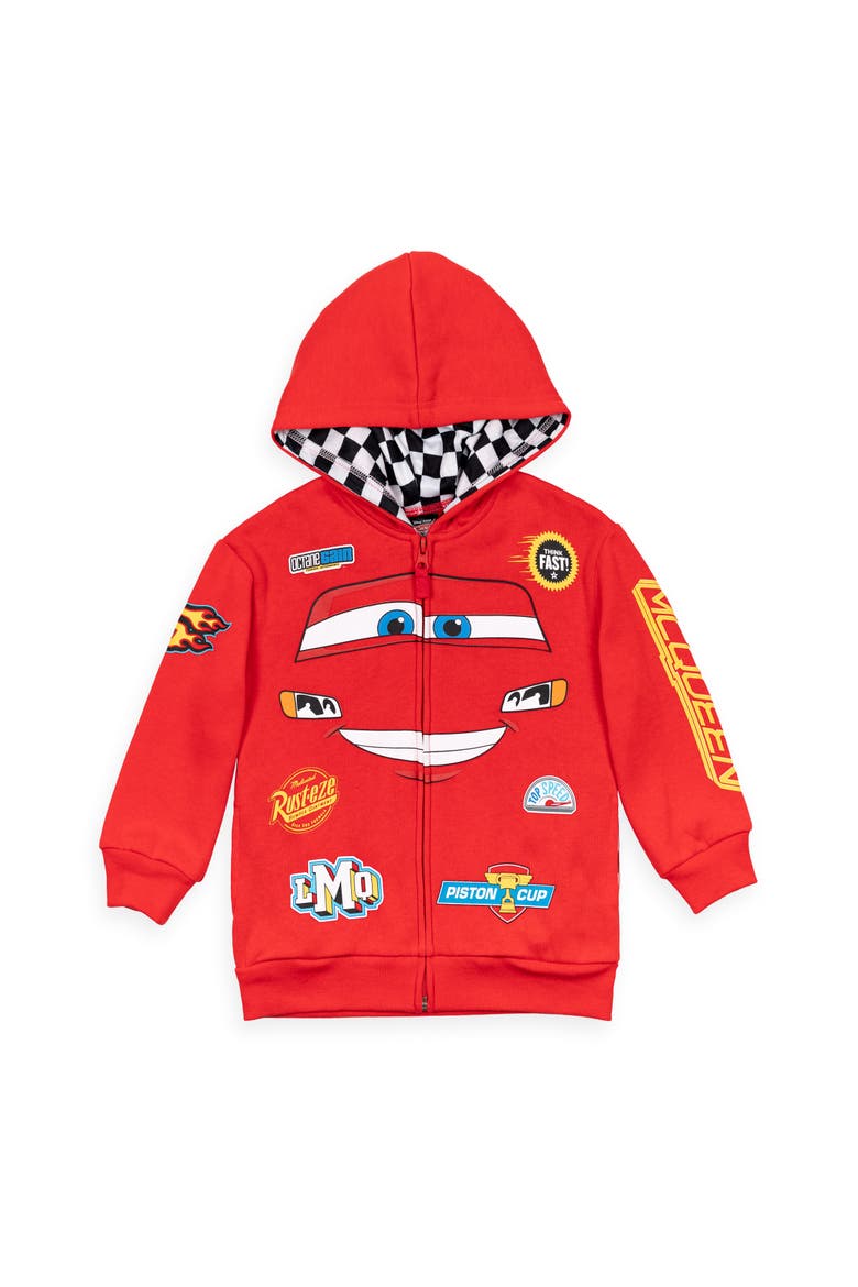 Cars Lightning McQueen Fleece Zip-Up Hoodie, Main, color, McQueen Red