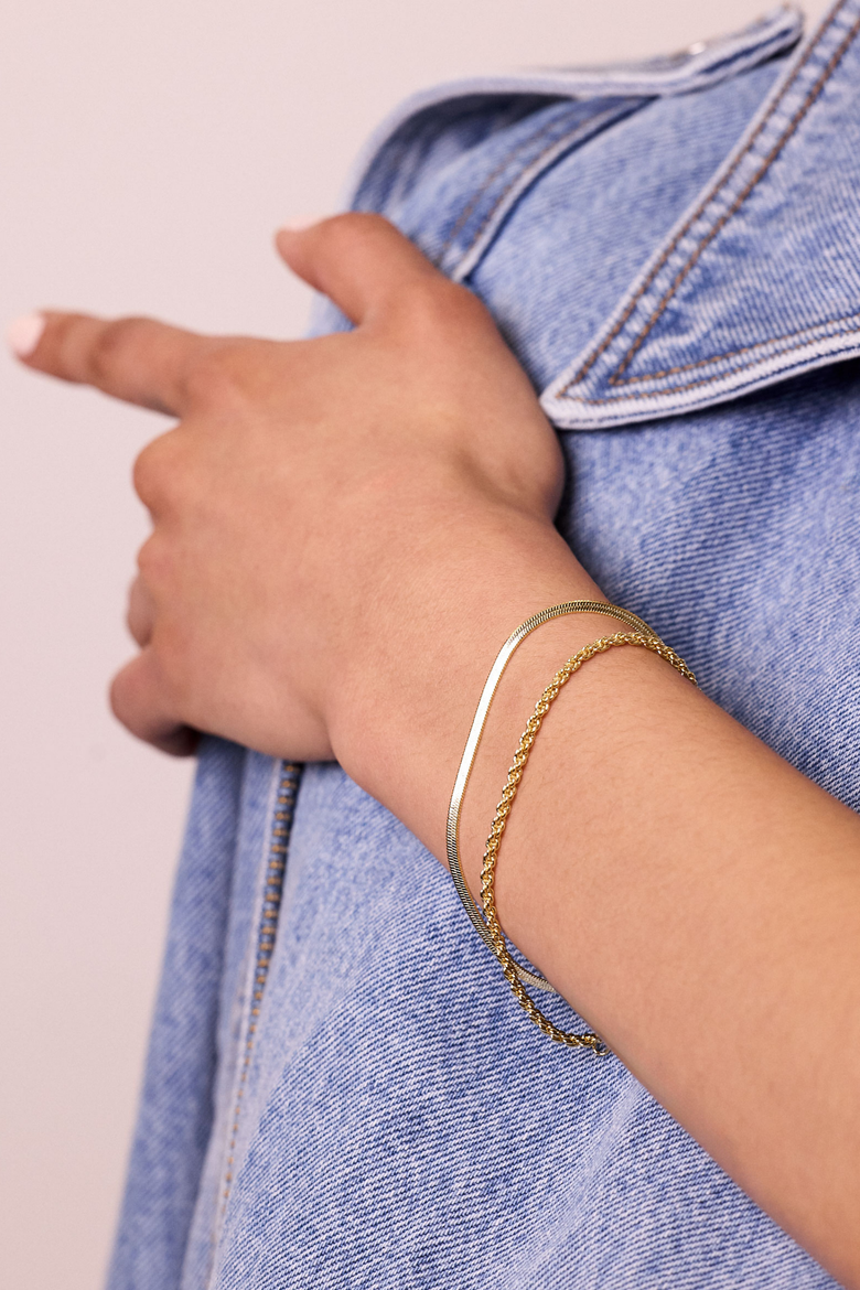 Twice As Nice Double Bracelet, Alternate, color, Gold