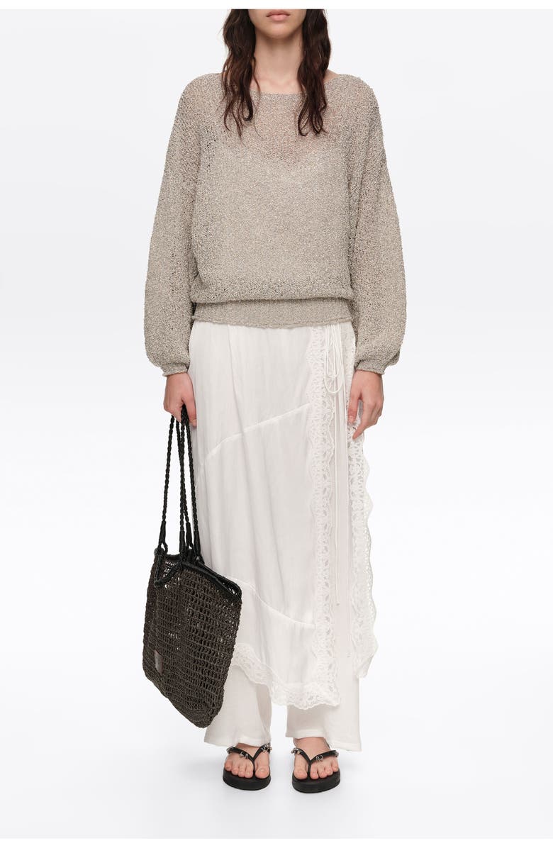 Bimba y Lola Metallic Batwing Sweater, Main, color, Silver