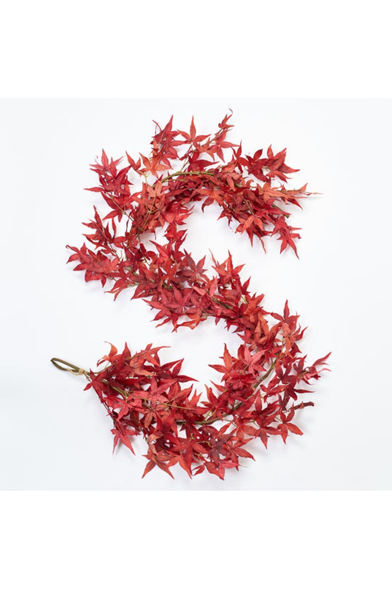 Red Japanese Maple Leaf Mantel Garland Fall Centerpiece Table Runner, Main, color, Red