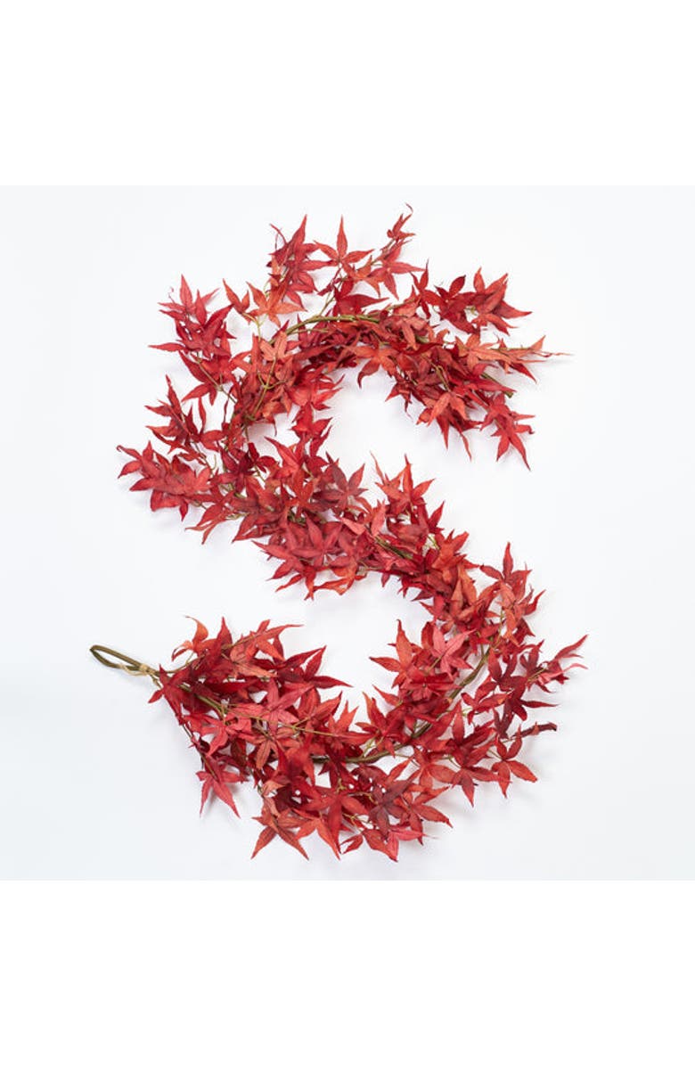 Darby Creek Trading Red Japanese Maple Leaf Mantel Garland Fall Centerpiece Table Runner, Main, color, Red