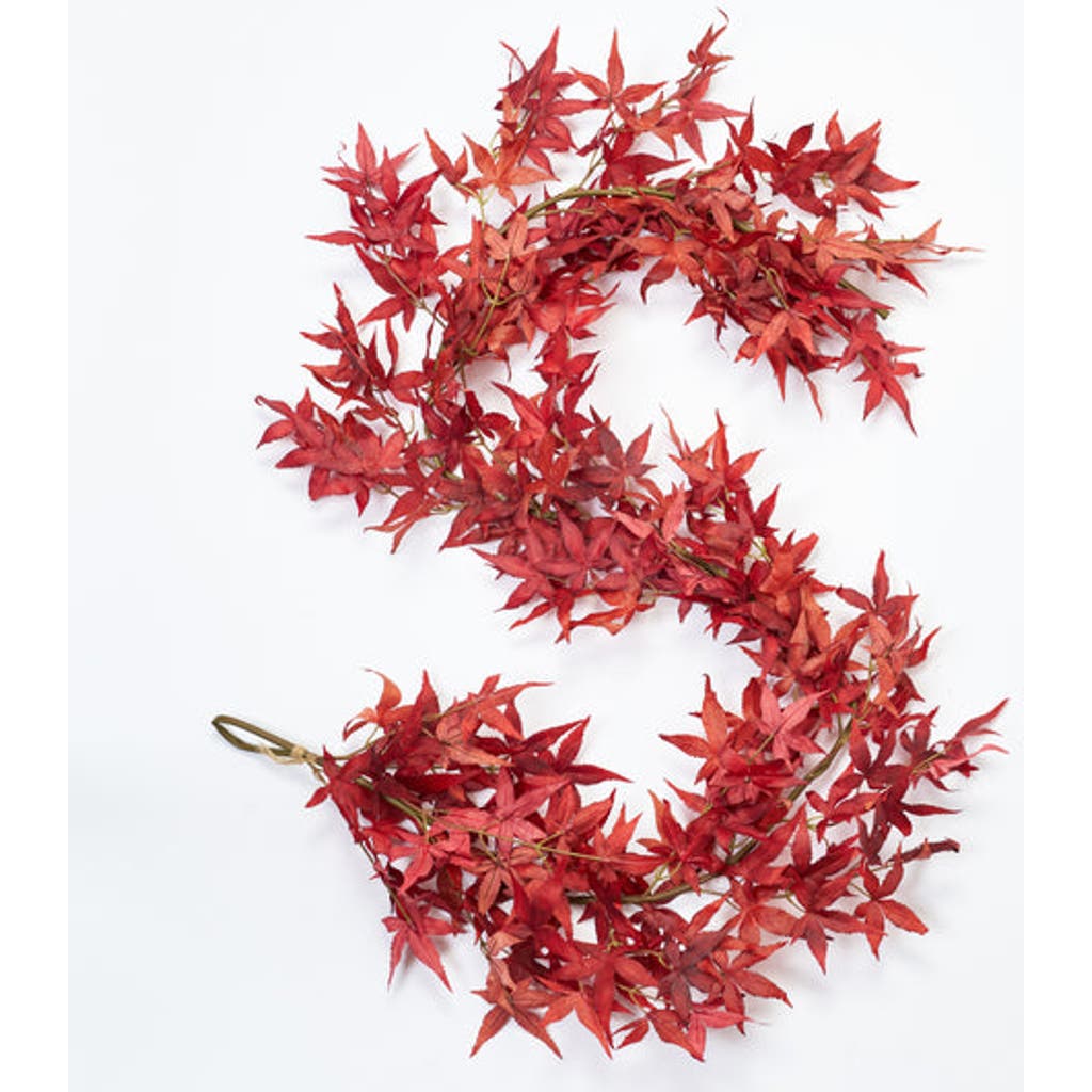 Darby Creek Trading Red Japanese Maple Leaf Mantel Garland Fall Centerpiece Table Runner In Red