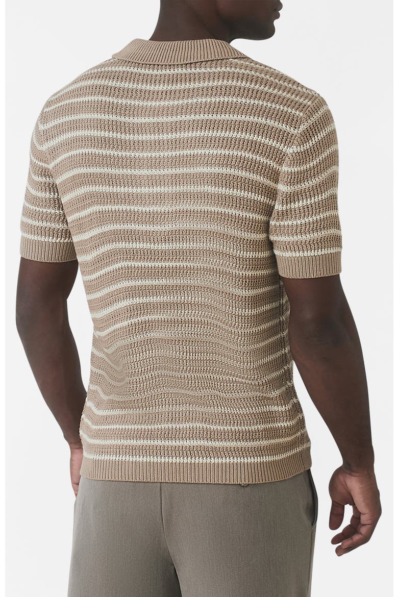 Fontelina Button Placket Knit Stripe Polo, Alternate, color, Medium Beige