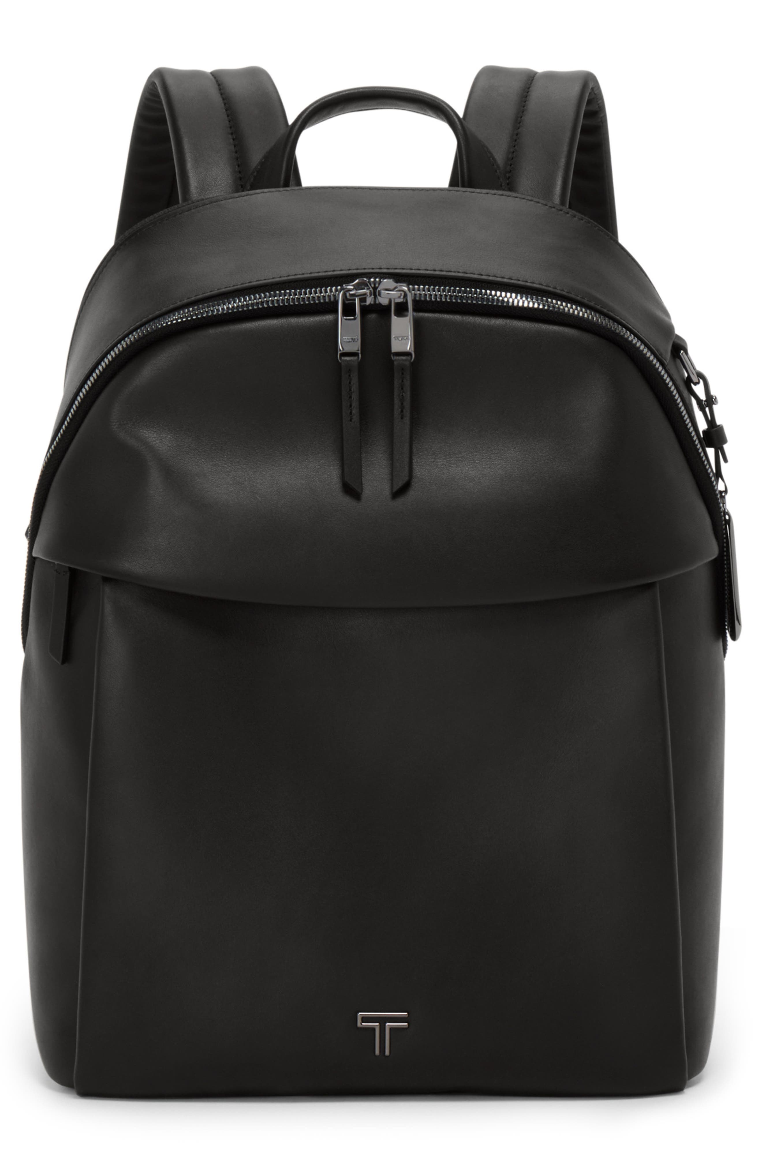 TUMI Holland Leather Backpack, Alternate, color, Black/ Gunmetal