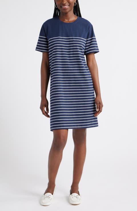 Patch Pocket Stripe T-Shirt Dress