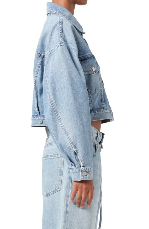Agolde Palmer Crop Denim Jacket In Space (worn Lt Blue)
