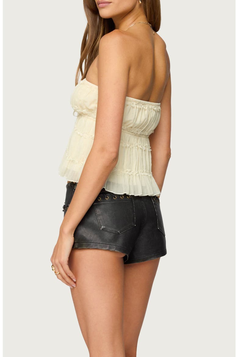 Seren Ruffle Chiffon Strapless Top, Alternate, color, CREAM