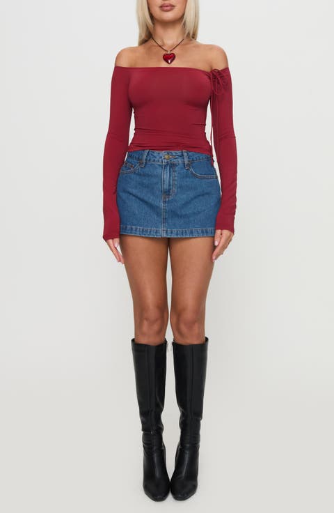 Nicolina Low Rise Denim Miniskirt