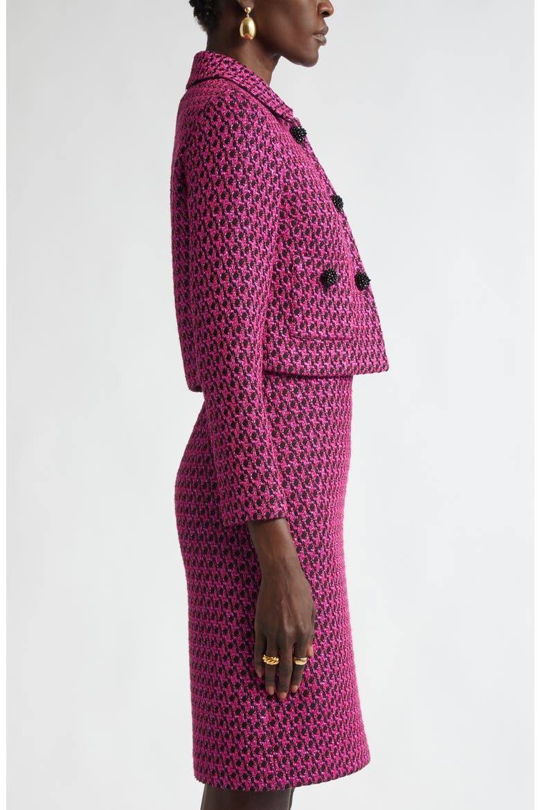 Honeycomb Tweed Knit Crop Jacket, Alternate, color, BWOL BLACK/ WILD ORCHID MULTI