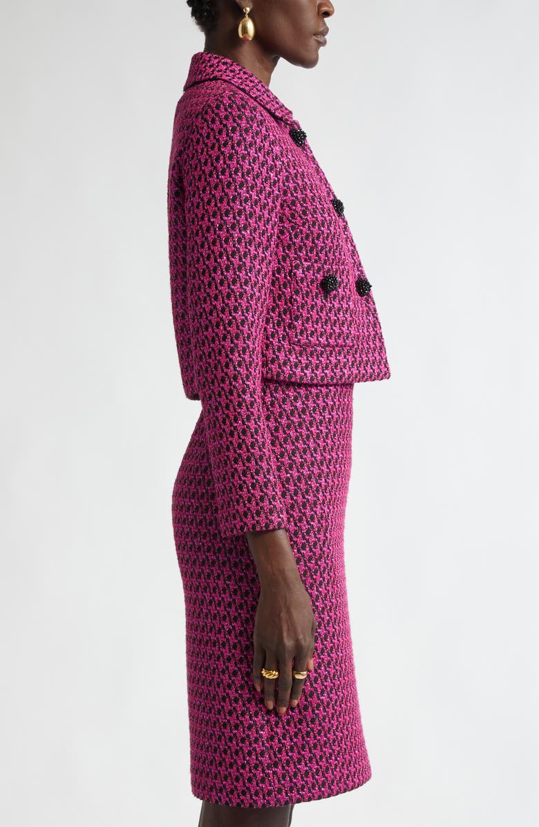 ST. JOHN Honeycomb Tweed Knit Crop Jacket, Alternate, color, Black/ Wild Orchid Multi