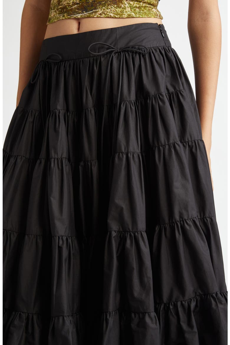 Hetti Tiered Midi Skirt, Alternate, color, BLACK