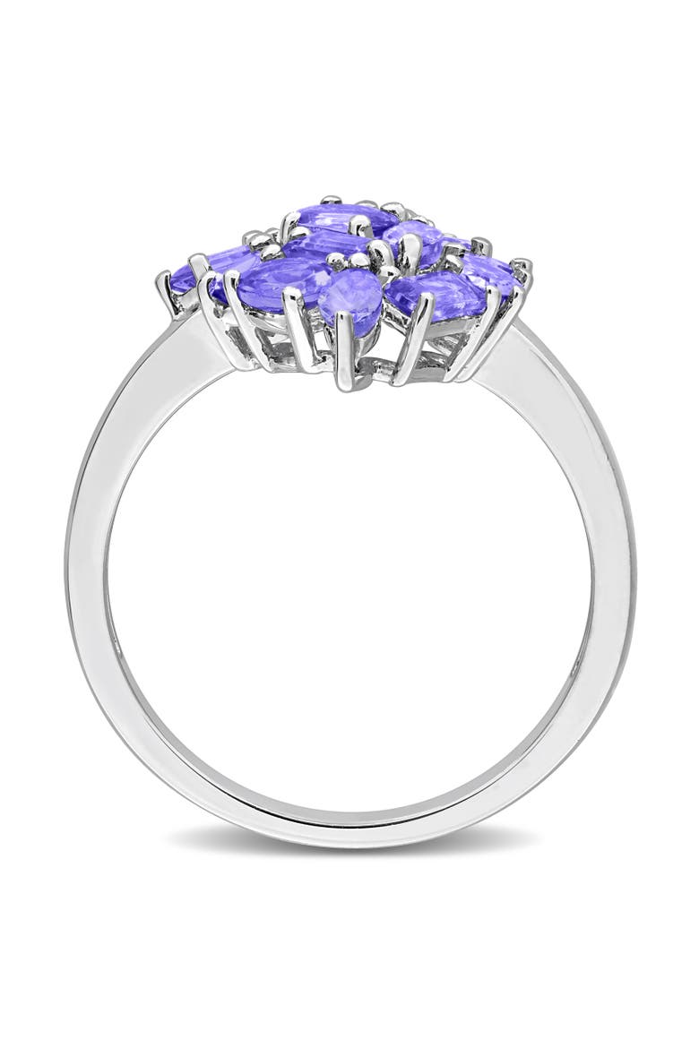 Gemstone Cluster Cocktail Ring Sterling Silver, Alternate, color, Tanzanite