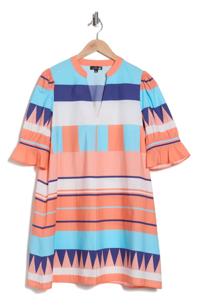 Cotton Print Minidress, Alternate, color, ORANGE MULTI