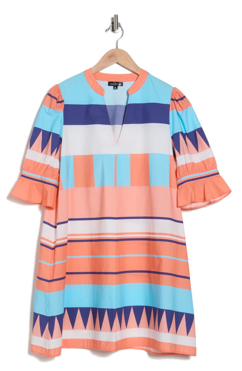 AREA STARS Cotton Print Minidress, Alternate, color, Orange Multi