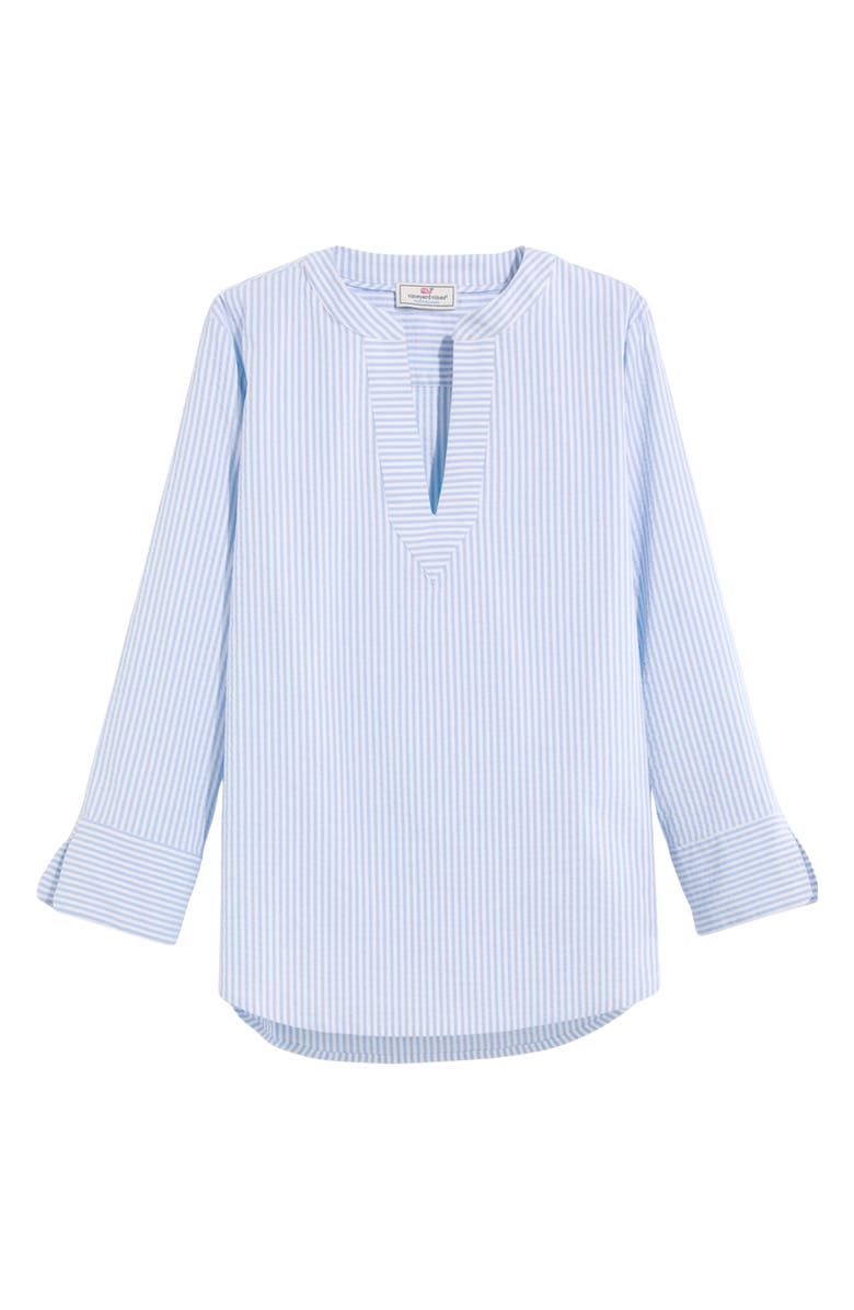 vineyard vines Harbor Savannah Stripe Seersucker Performance Popover Top, Alternate, color, Seersucker-Jake Blue