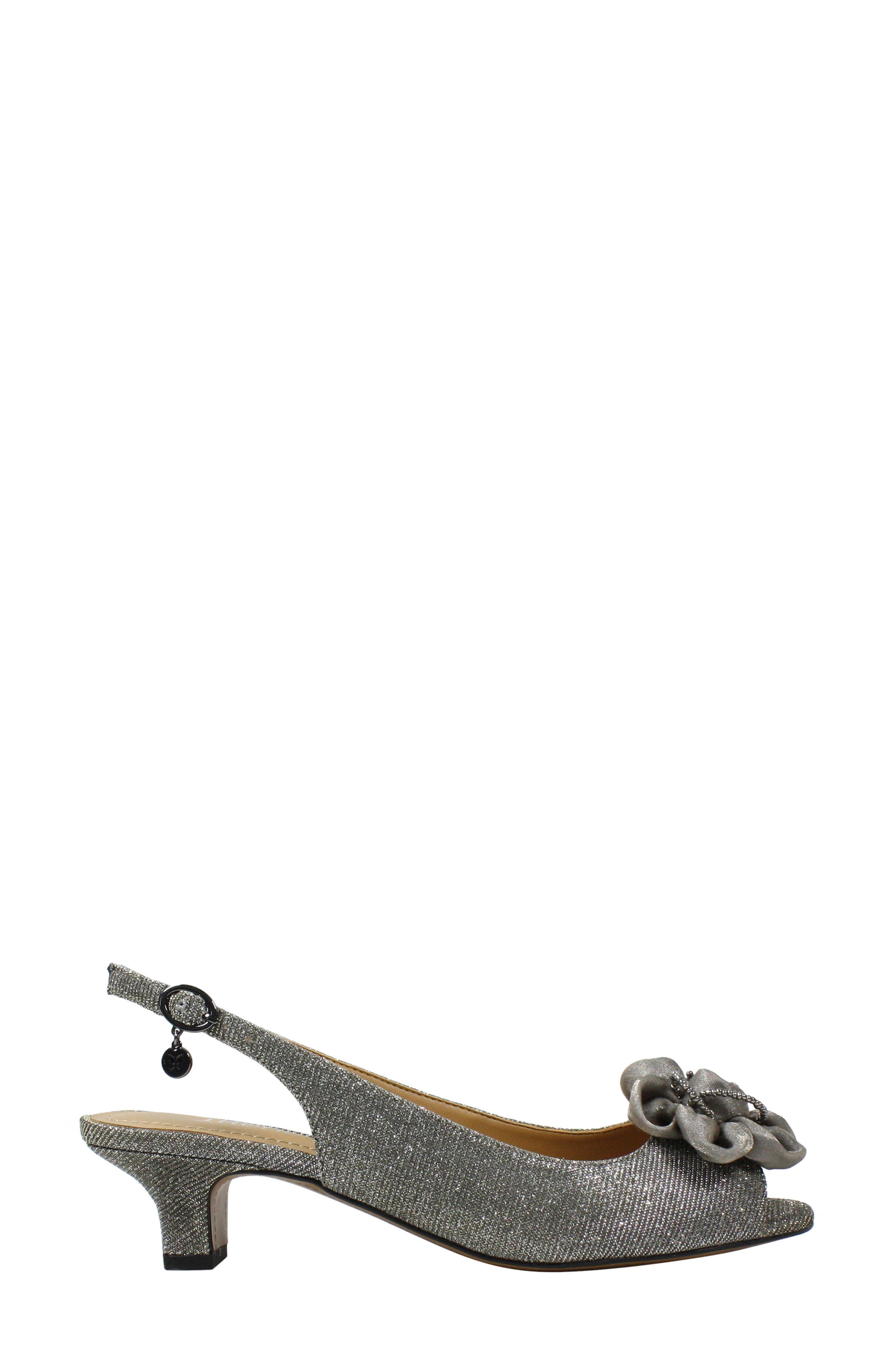 Leonelle Kitten Heel Slingback Sandal, Alternate, color, PEWTER GLITTER FABRIC